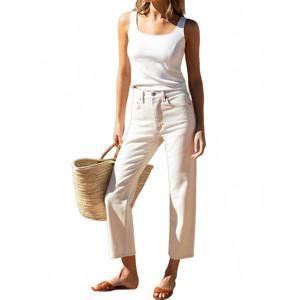 NEW TWIN DOVES vintage stovepipe ankle jeans in ivory